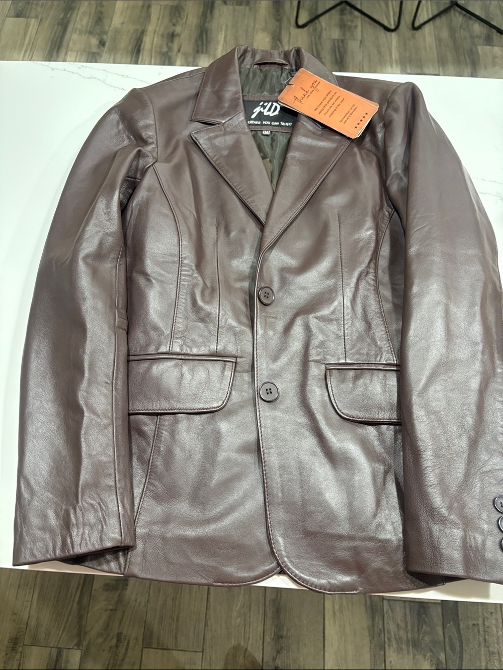 Brown Leather Blazer Jacket